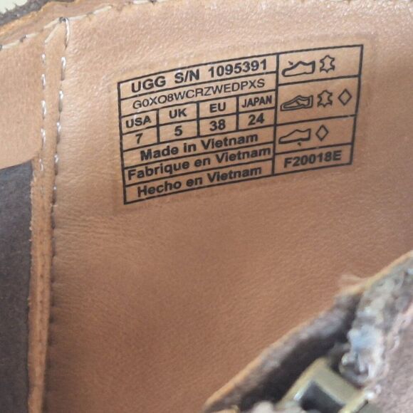 UGG Valencia Peep Toe Booties 1095391 women's size 7 Sandal Bootie Shootie Brown - Picture 4 of 16